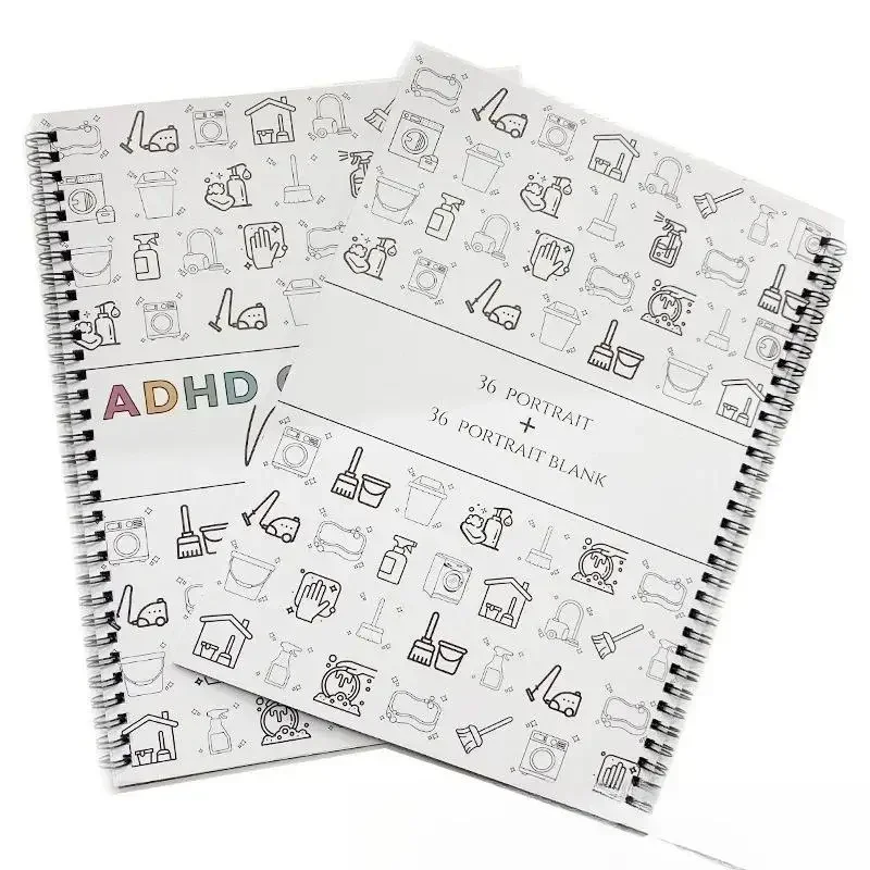 ADHD Cleaning Planner, House Cleaning Schedule Journal, Household Chores Organizer Book, Spiral Bound Home Decluttering Notebook