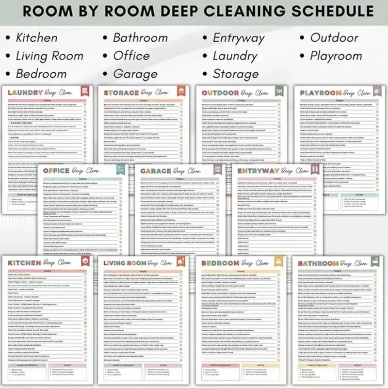 ADHD Cleaning Planner, House Cleaning Schedule Journal, Household Chores Organizer Book, Spiral Bound Home Decluttering Notebook