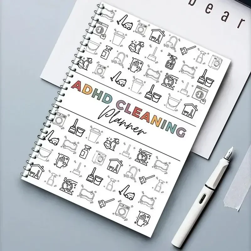 ADHD Cleaning Planner, House Cleaning Schedule Journal, Household Chores Organizer Book, Spiral Bound Home Decluttering Notebook