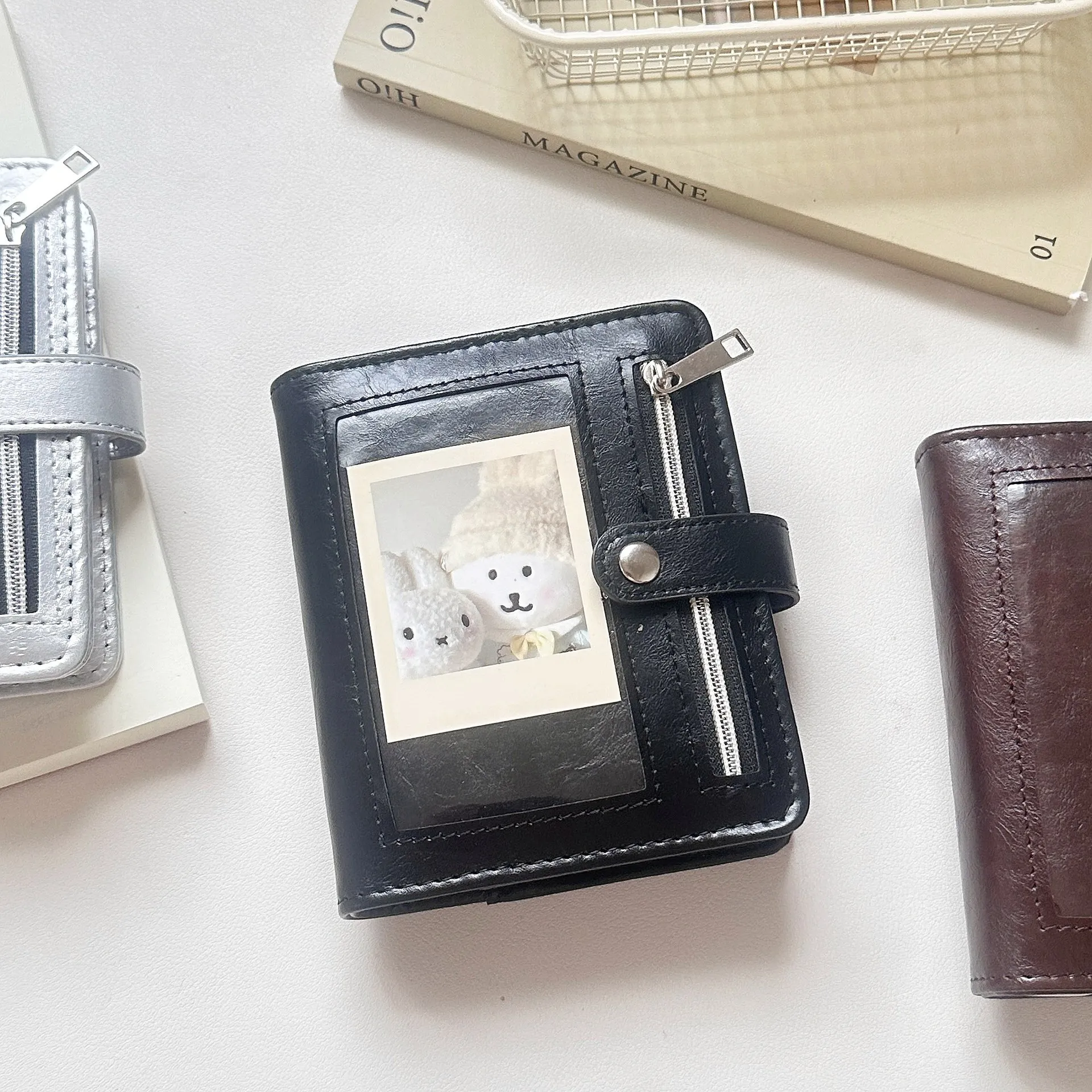 M5 Brown Sliver Soft Zip Loose-Leaf Retro Portable and 40 Sheets Inner Page PU Clip-on Notebook Loose Leaf Notebook