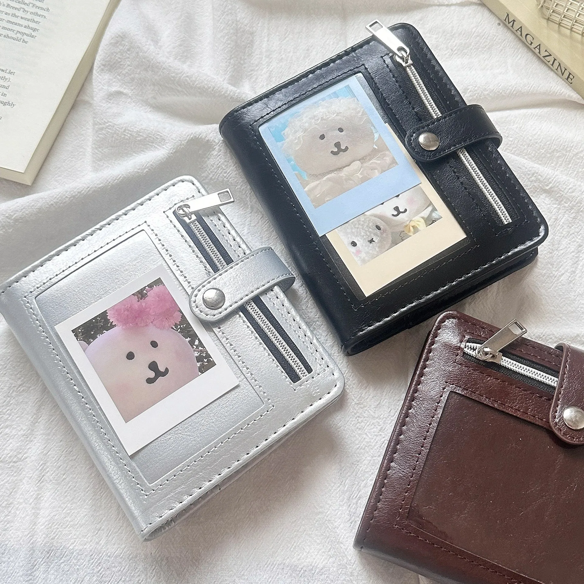 M5 Brown Sliver Soft Zip Loose-Leaf Retro Portable and 40 Sheets Inner Page PU Clip-on Notebook Loose Leaf Notebook
