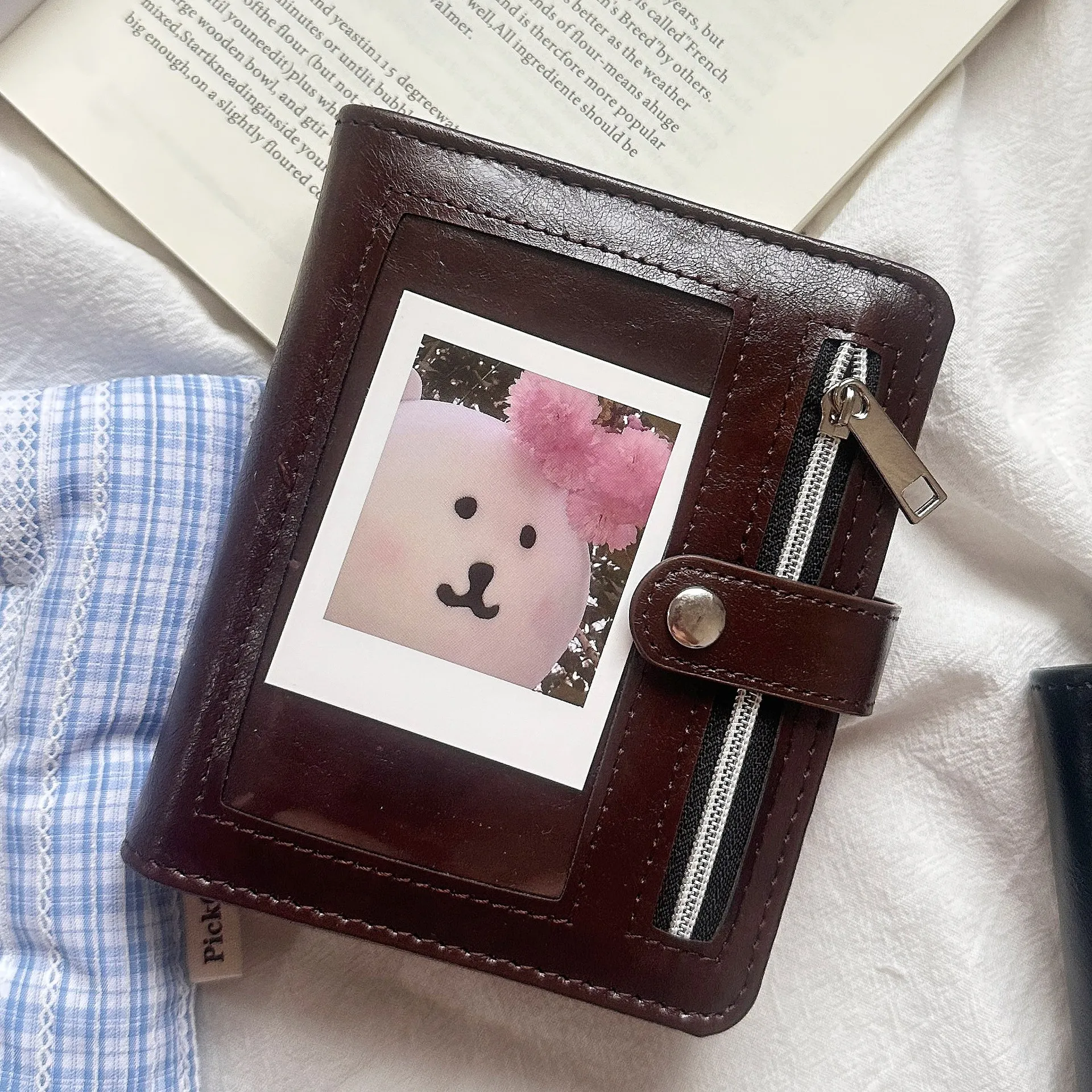 M5 Brown Sliver Soft Zip Loose-Leaf Retro Portable and 40 Sheets Inner Page PU Clip-on Notebook Loose Leaf Notebook