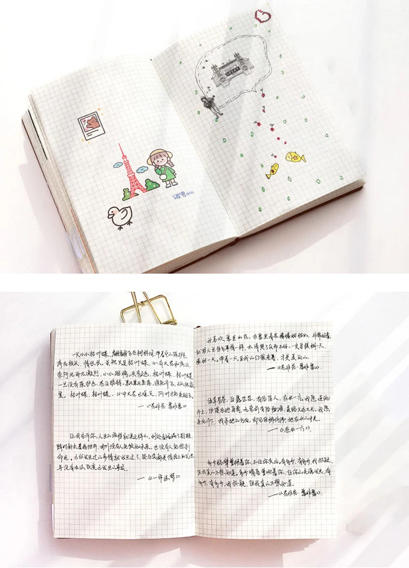 Grid Notebook A5,Travelers Journals School Office Meeting Record 80GSM/264 Pages Checkered Paper Notepad Handbook Agenda 2026/27